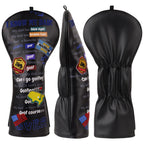 Black PU Golf Dad Head Cover Set
