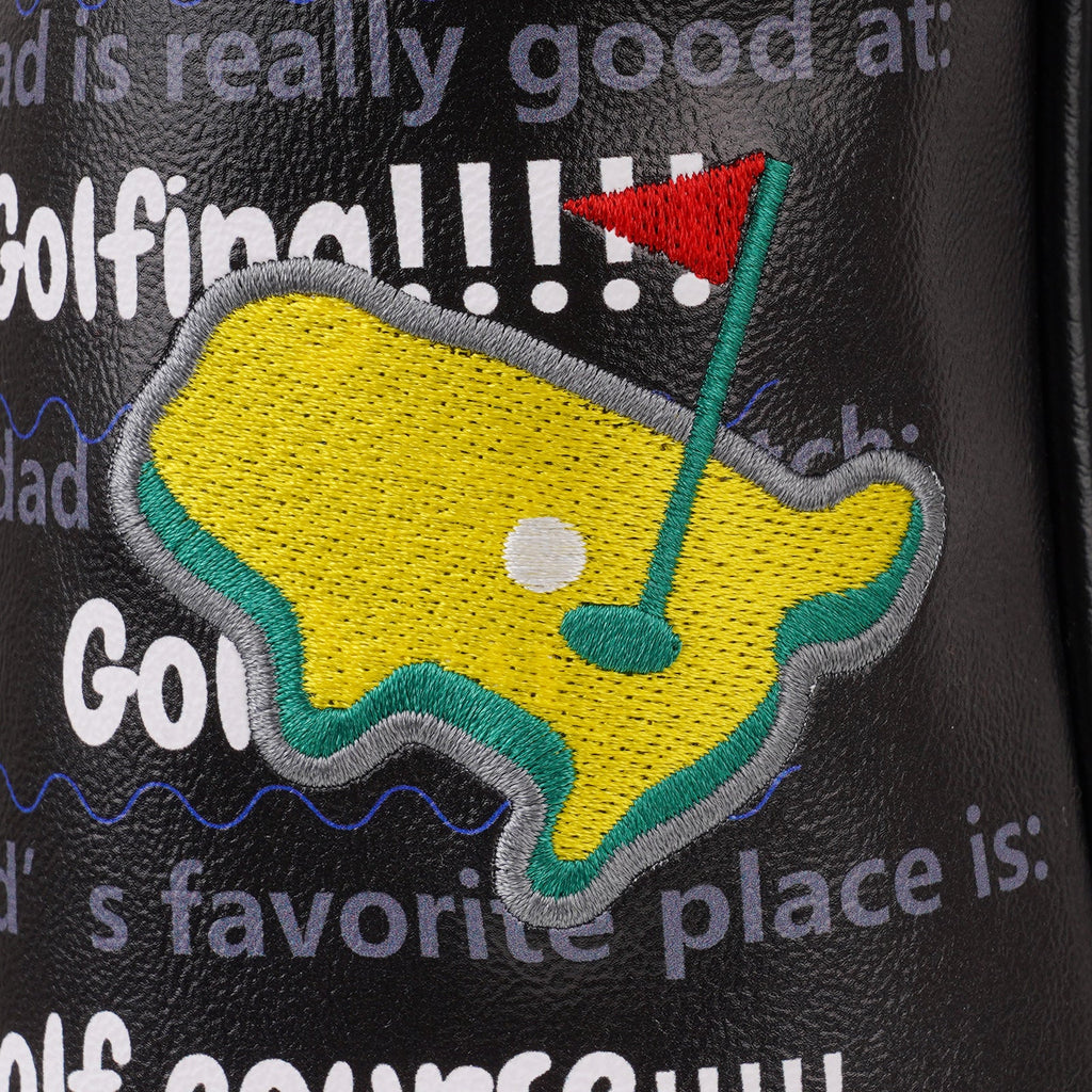 Black PU Golf Dad Head Cover Set