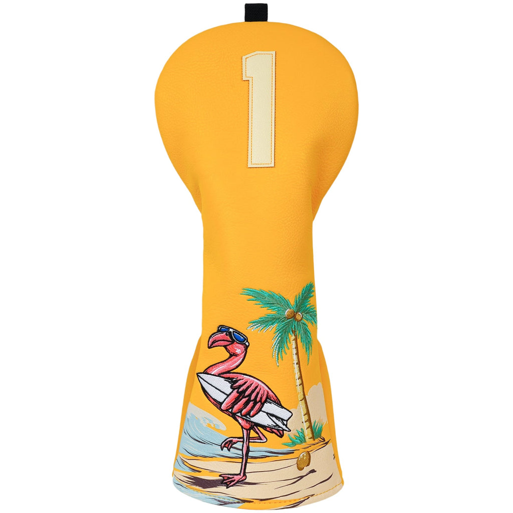 Yellow Flamingo Wooden Head Cover Set