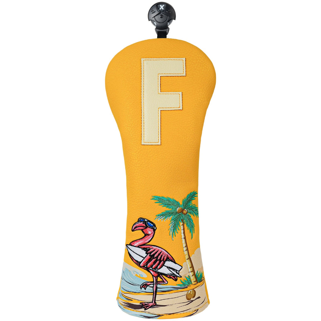 Yellow Flamingo Wooden Head Cover Set