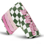 Green Checkered Printed And Pink Patch Blade Putter Head Cover