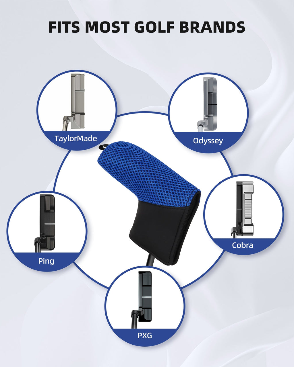 Blue Black Mesh Golf Blade Putter Headcover