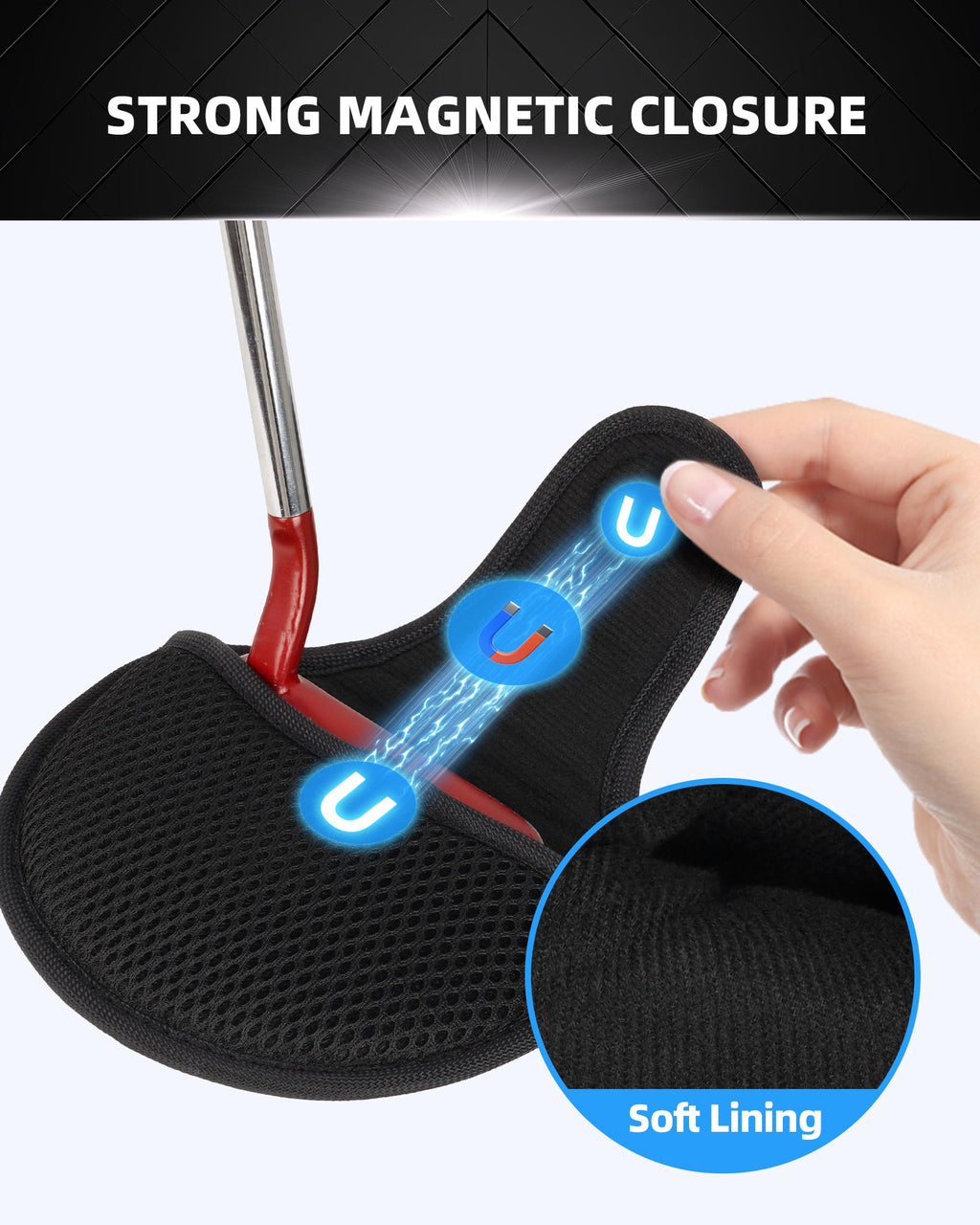 Black Mesh Magnet Golf Putter Headcover