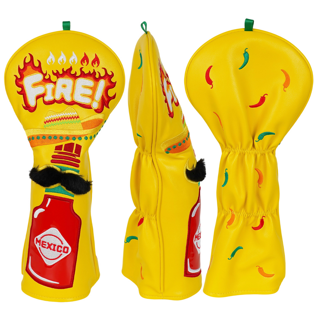 Yellow Red Black Chili Pepper Sauce Golf Headcover Set