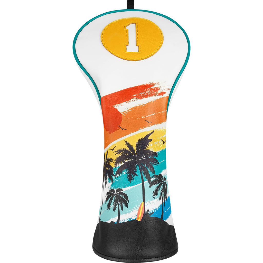 White PU Coconut Palm Golf Headcover Set