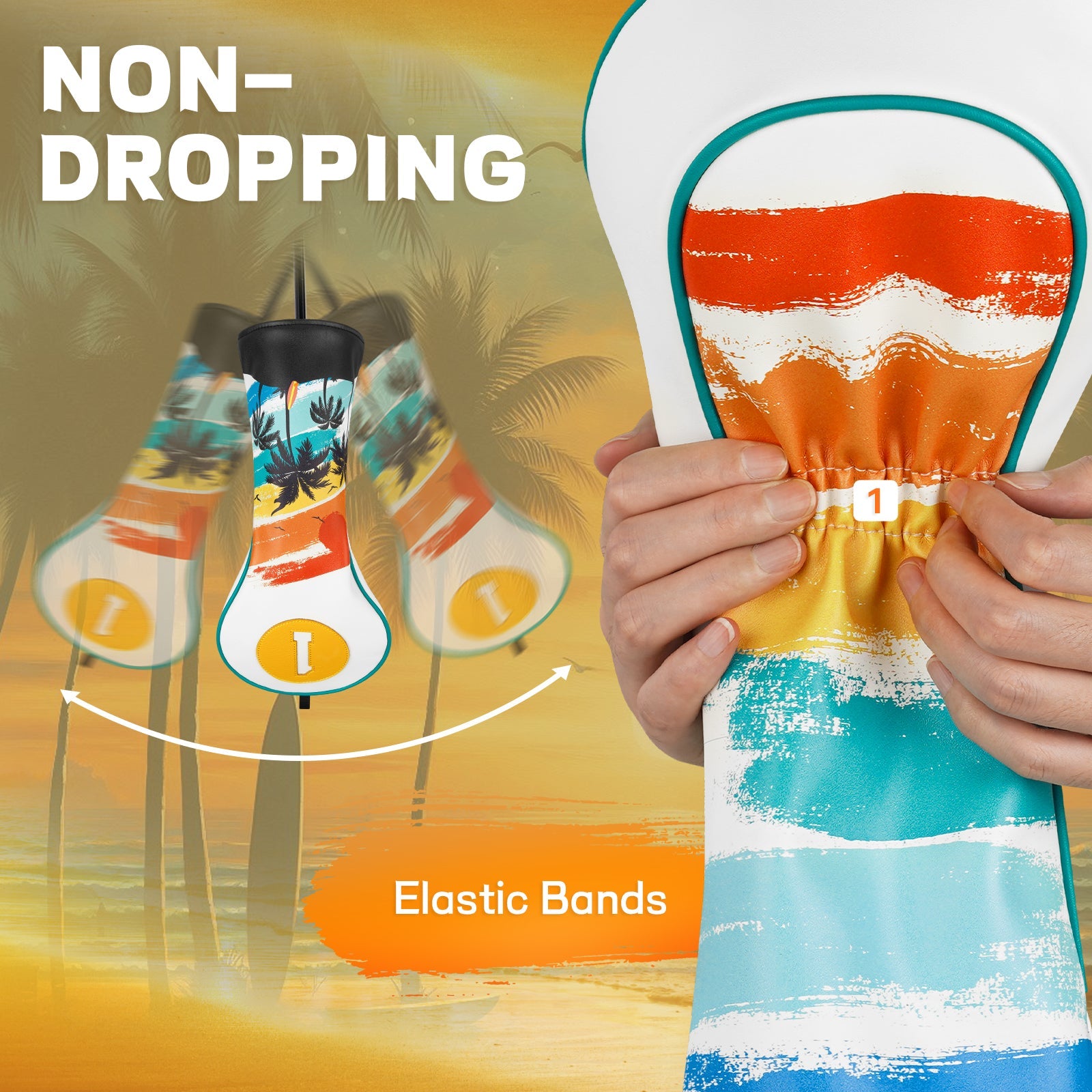 White PU Coconut Palm Golf Headcover Set