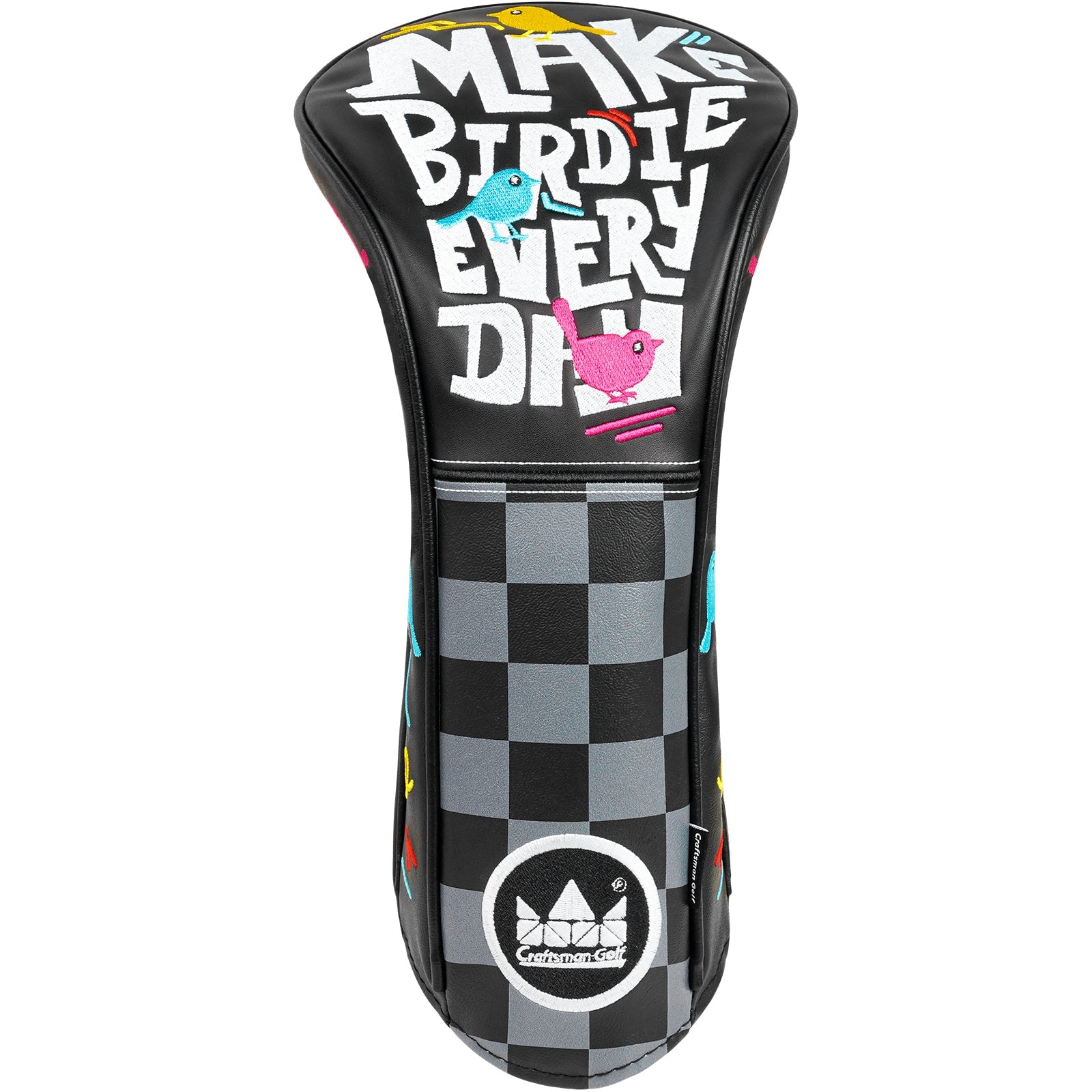Plaid Bird Embroidery Golf Driver Putter Cover