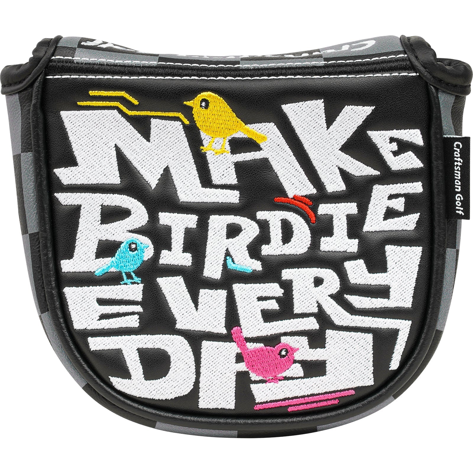 Plaid Bird Embroidery Golf Driver Putter Cover