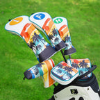 White PU Coconut Palm Golf Headcover Set