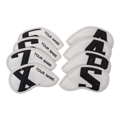 Custom Large No. Magnetic White Leather Iron Head Covers