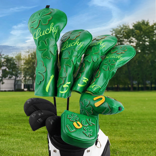 Green Luck Four-Leaf Clover Golf Headcover Sets