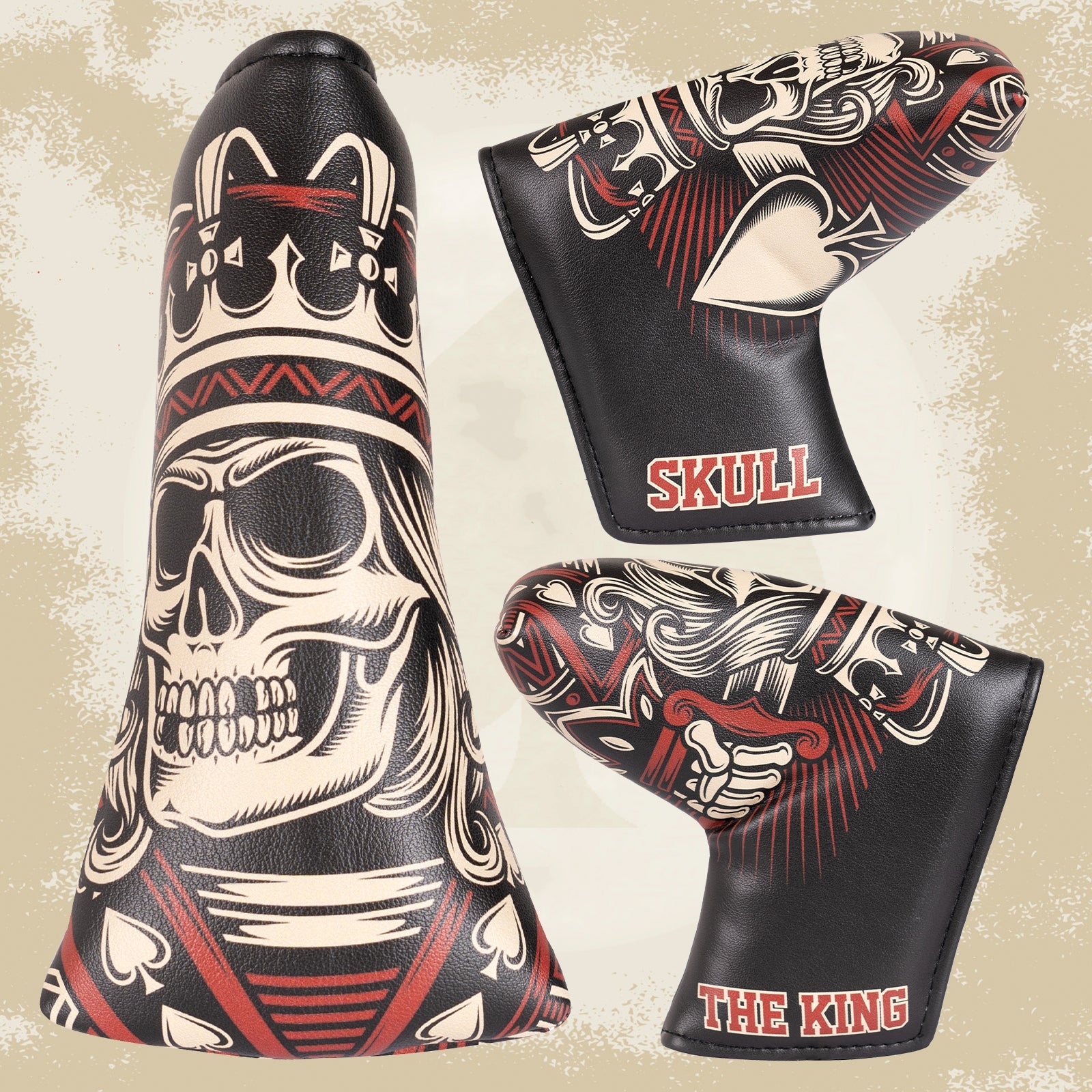 Black Skull K Driver Putter Head Cover Set