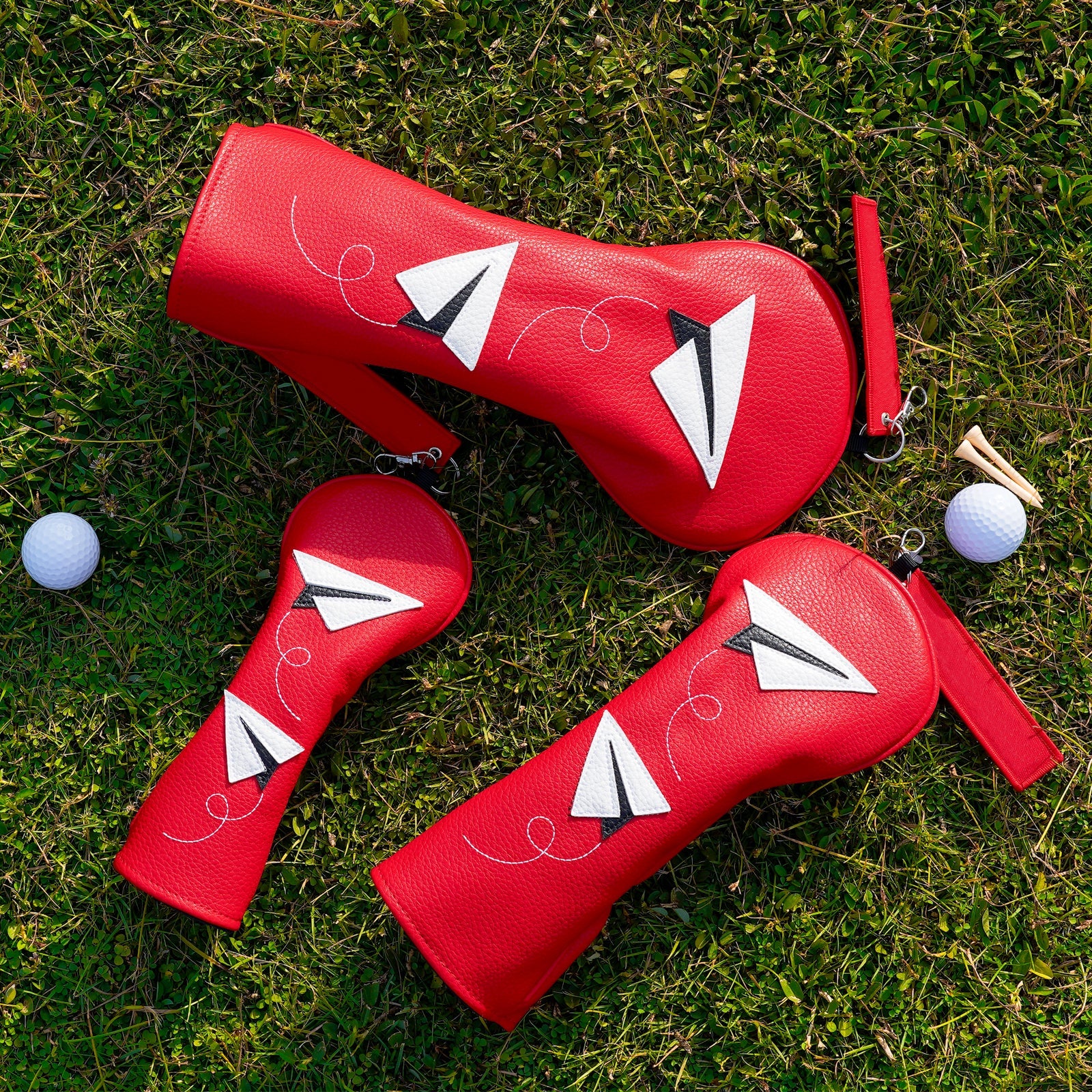 Red White Airplane Driver Head Cover Set