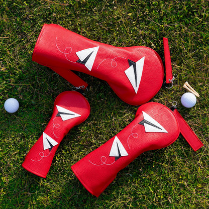 Red White Airplane Driver Head Cover Set