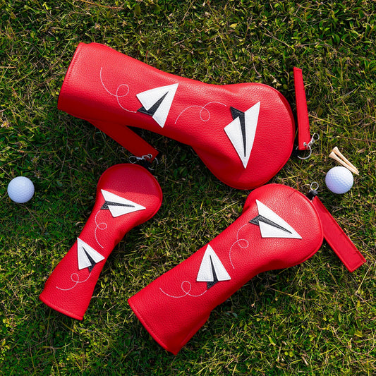 Red White Airplane Driver Head Cover Set