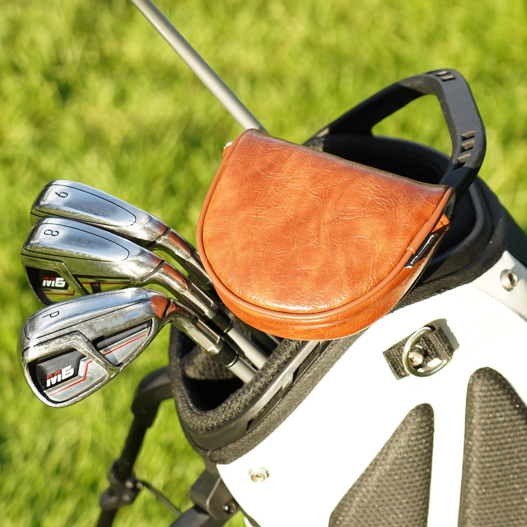 Brown Leather Mallet Putter Golf Head Cover
