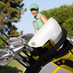 Vintage White Perforated Leather Magnetic Blade Putter Cover with Marker