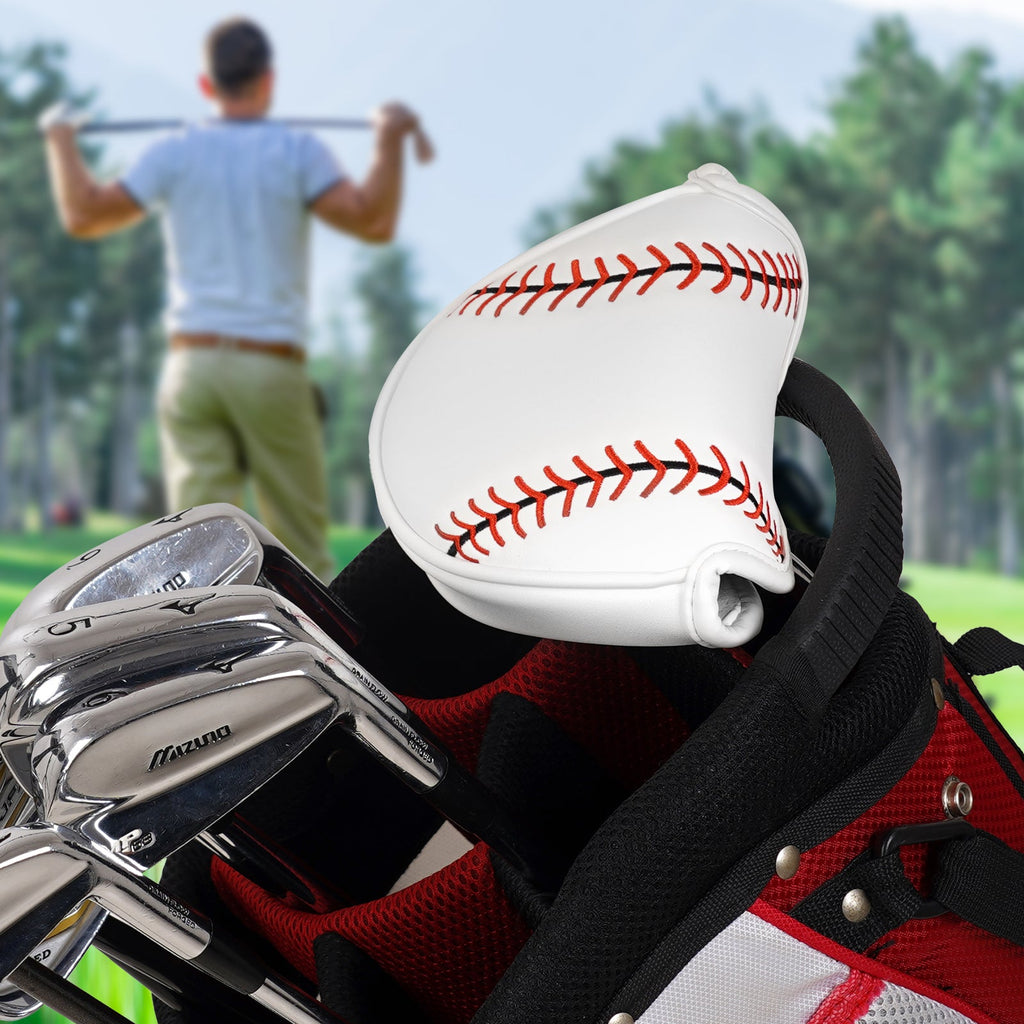 White Embroidered Magnet Single Ear Mallet Putter Cover