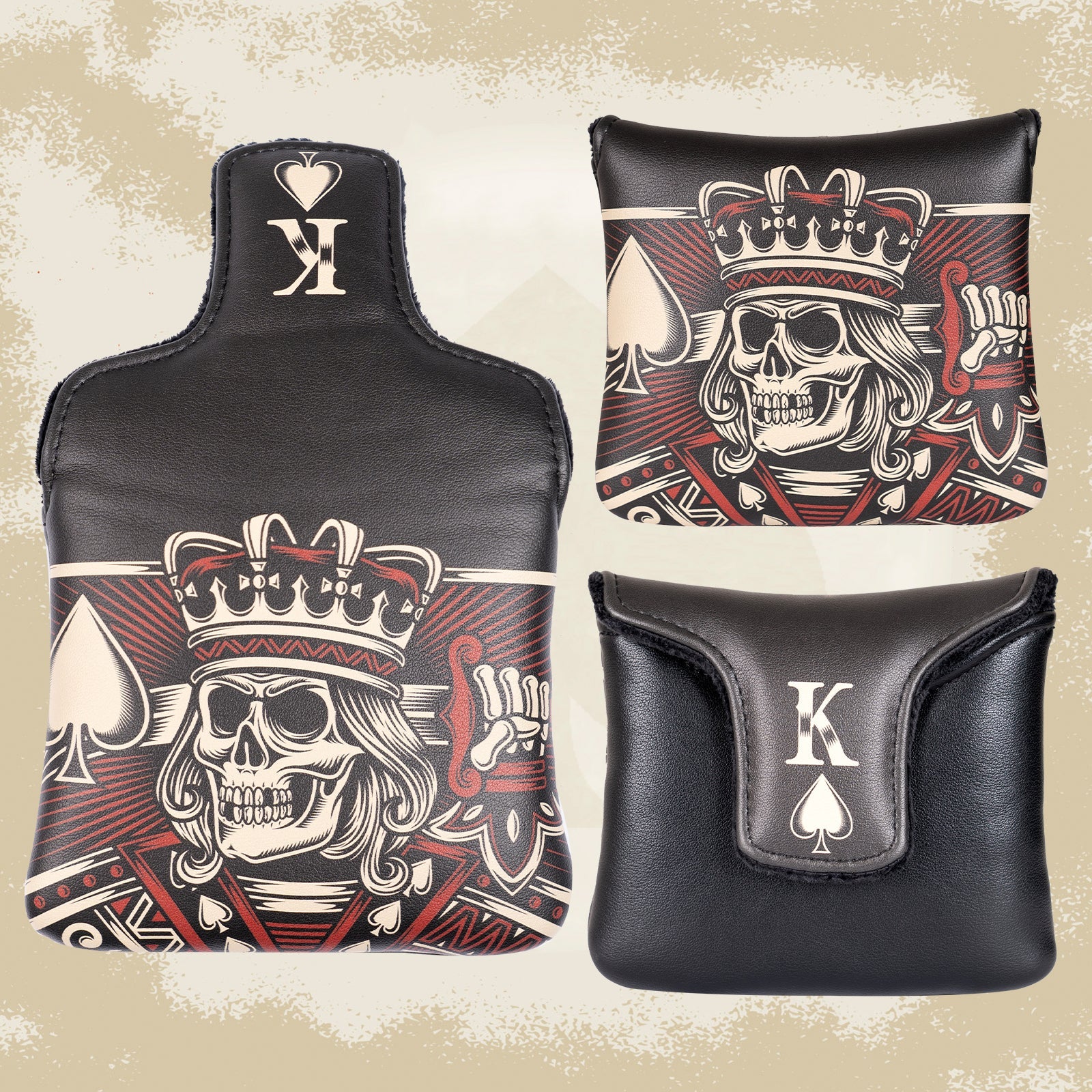 Black Skull K Driver Putter Head Cover Set