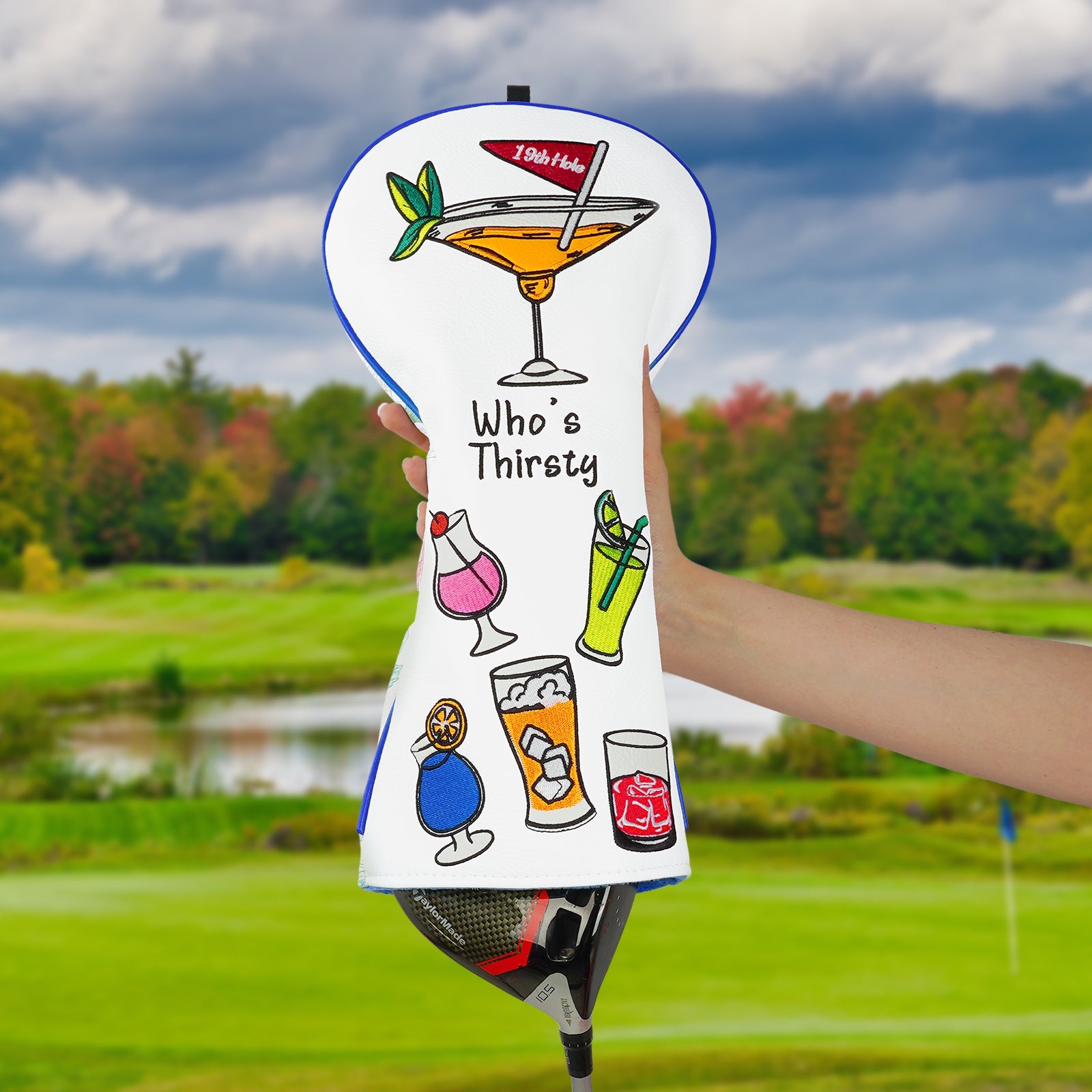 White 19 Hole Driver Golf Head Cover