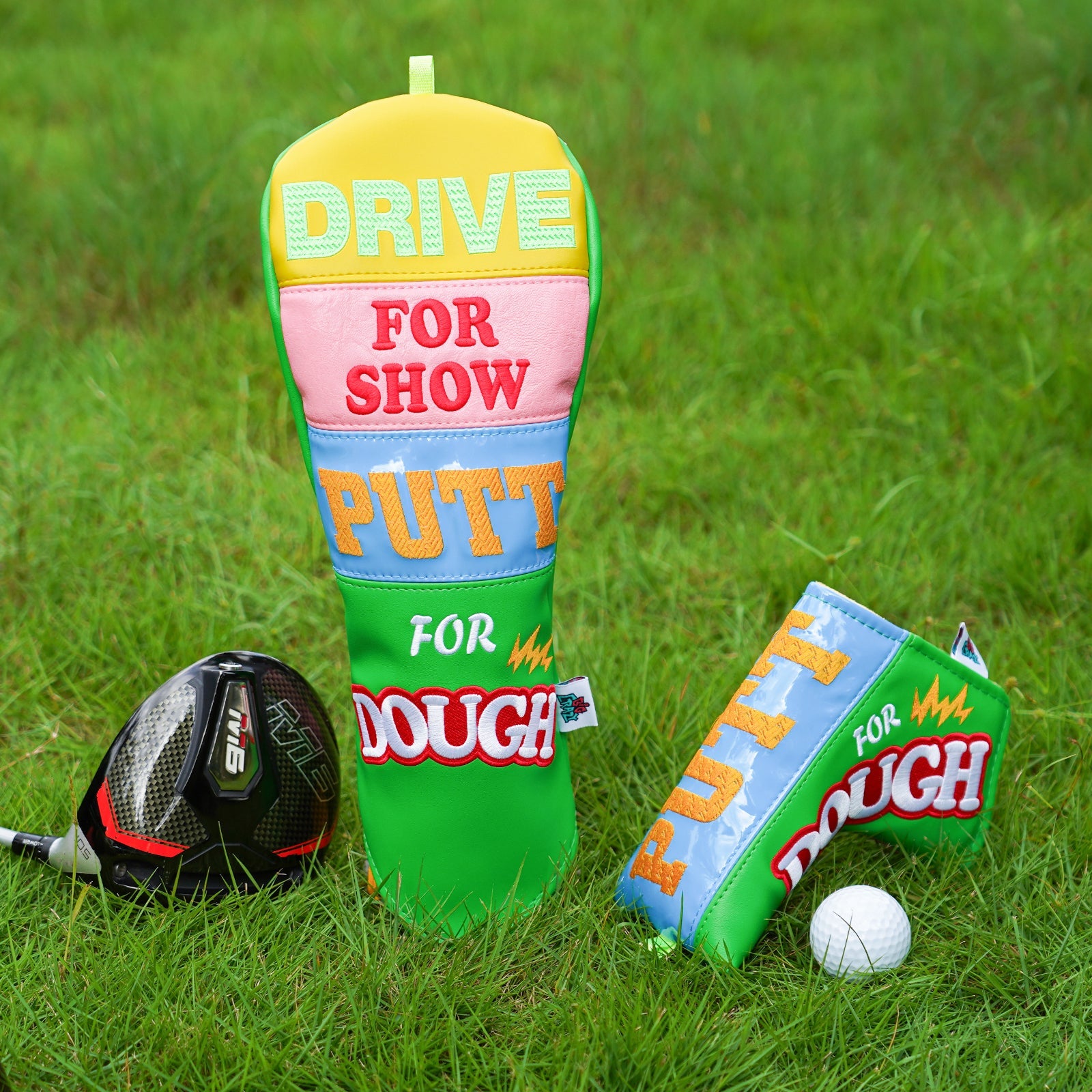 Blue Yellow Pink Green Splice Driver Putter Golf Headcover