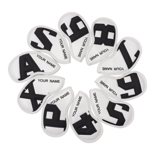 Custom Large No. Magnetic White Leather Iron Head Covers
