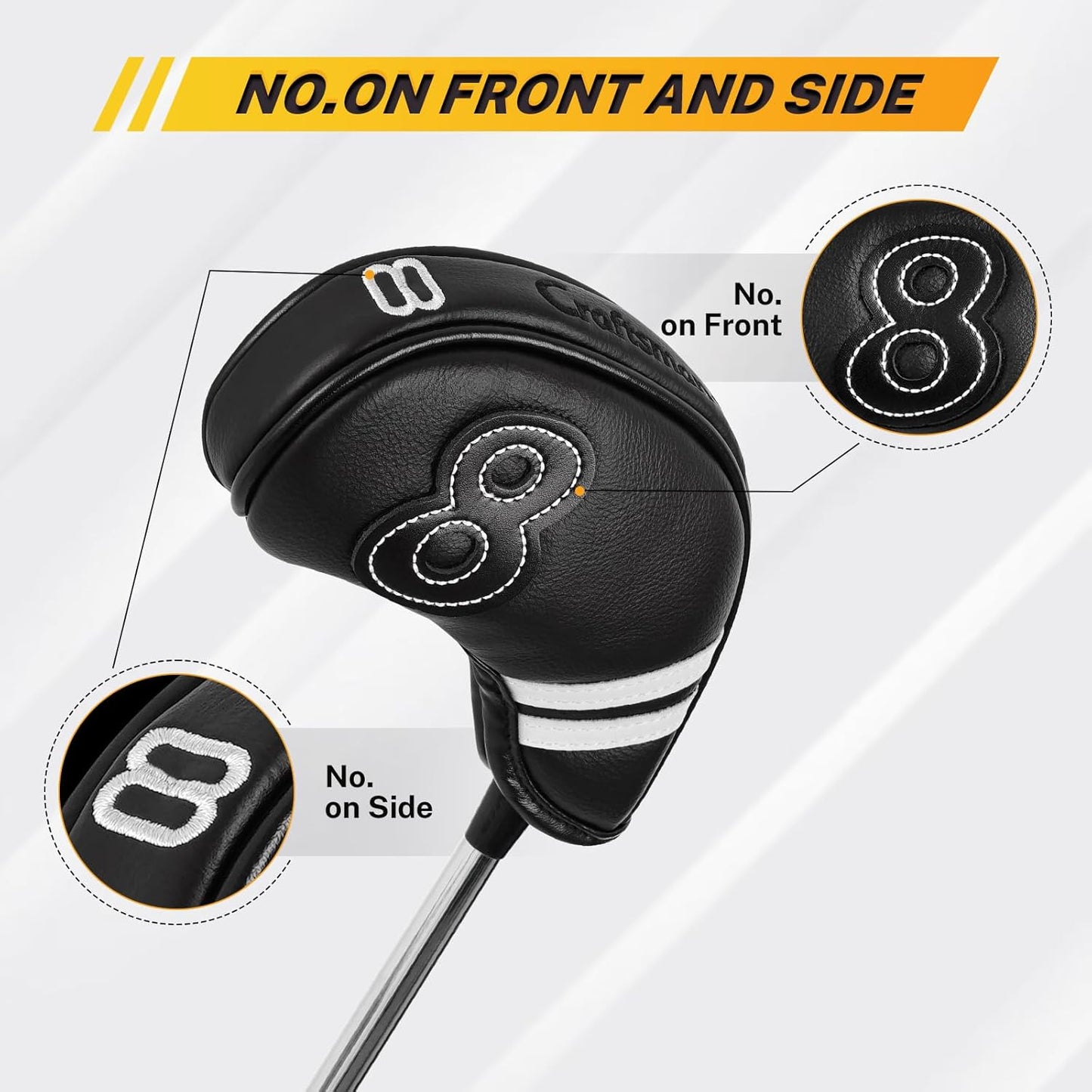10pcs/Set White Stripe Magnet Closure Black Iron Cover