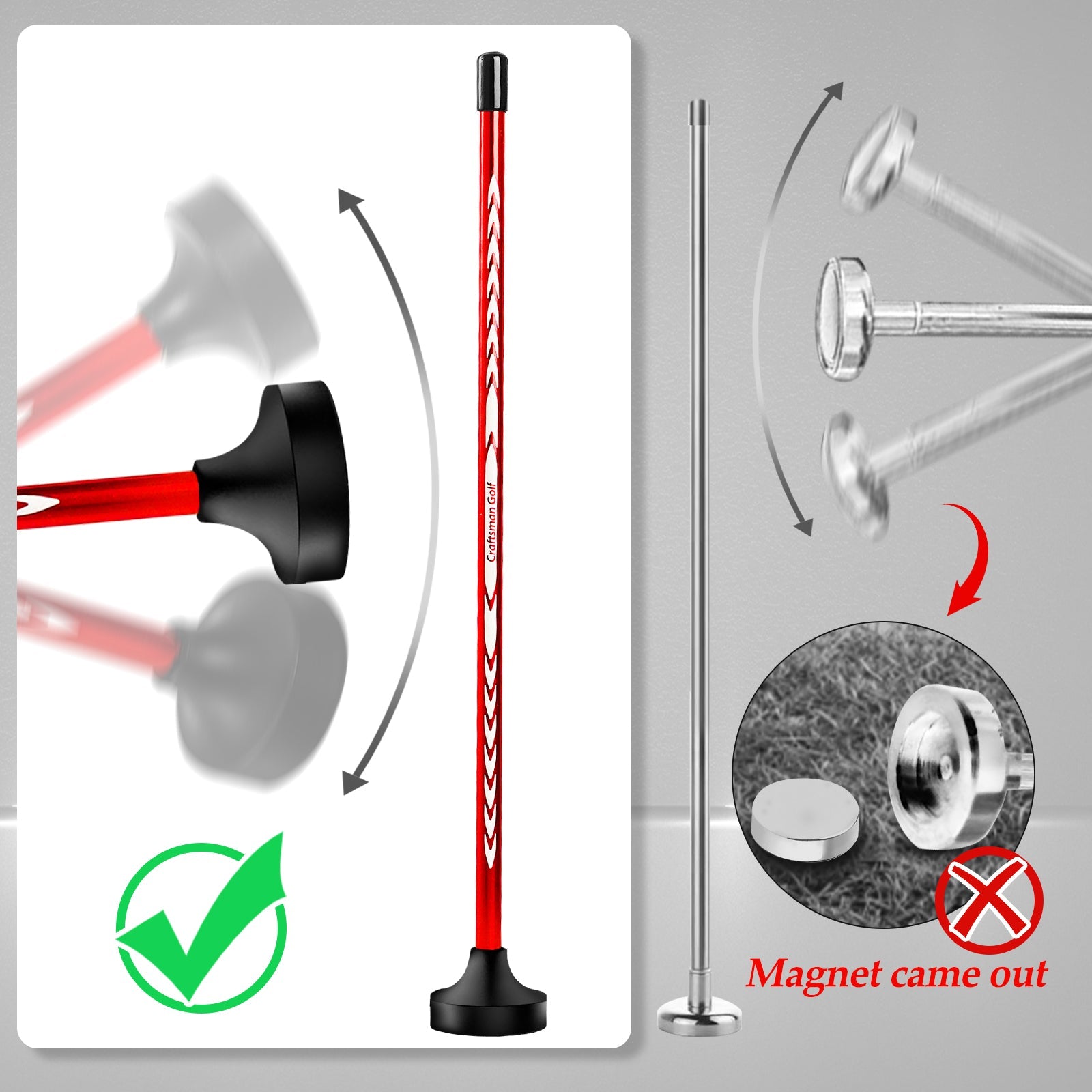 Golf Magnetic Alignment Rod for Swing Training Aid
