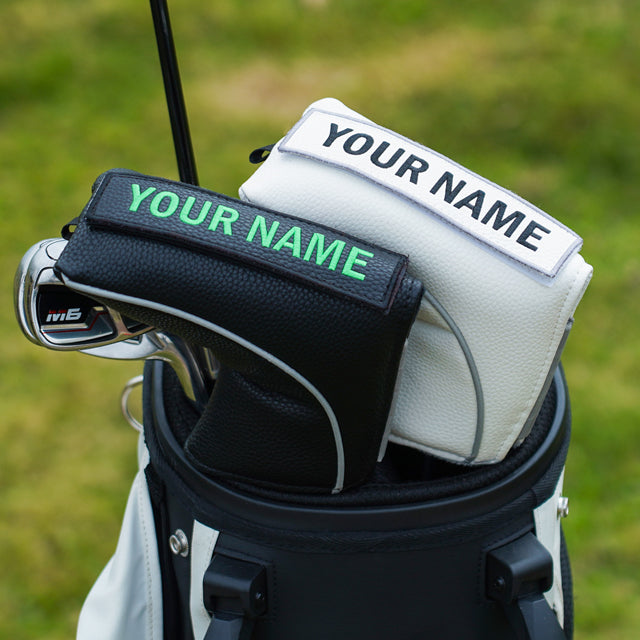 White Large Litchi Pattern Blade Putter Golf Headcover