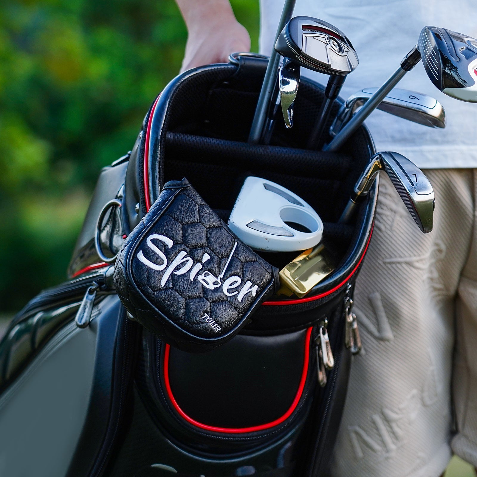 White PU Spider Square Putter Head Cover