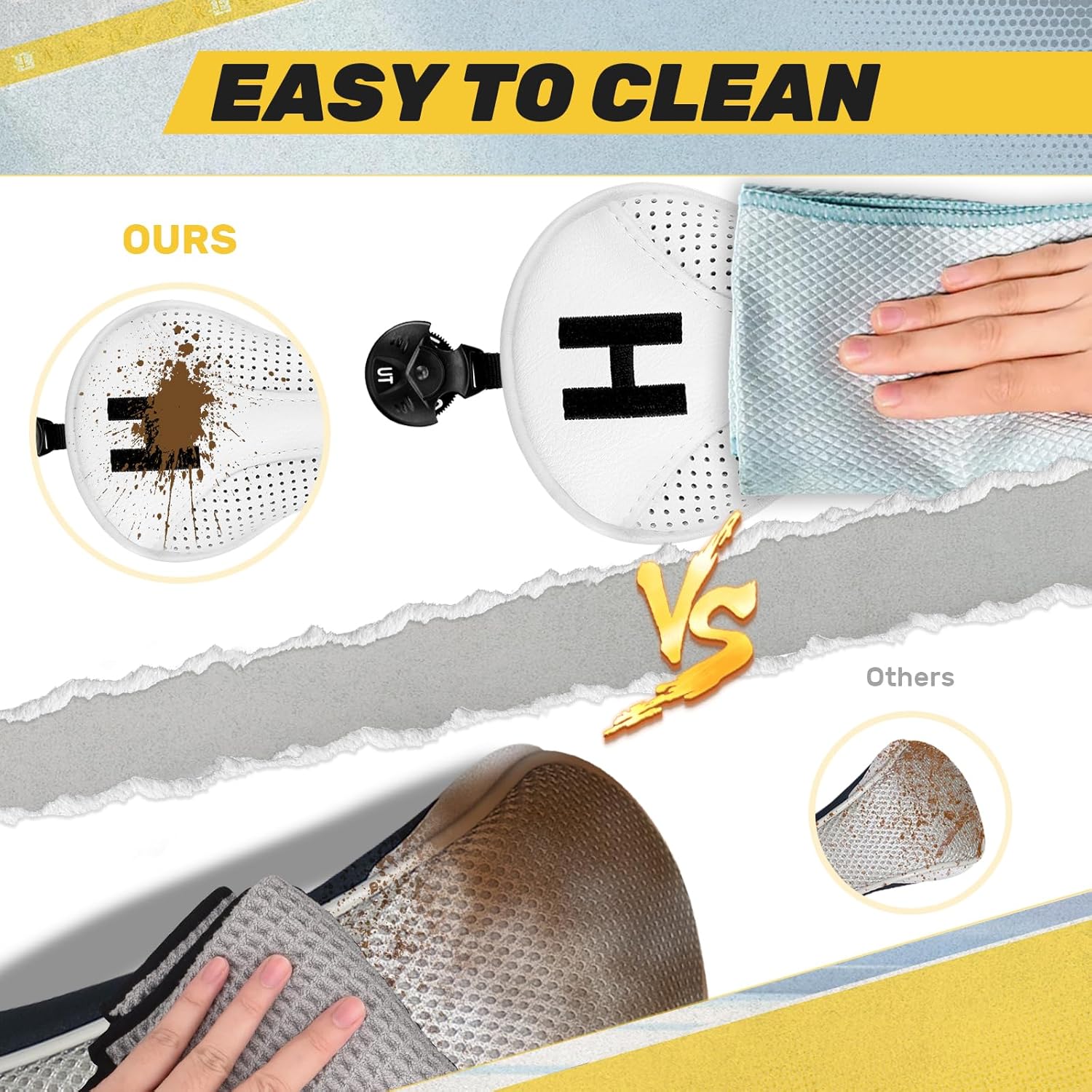 Vintage White Perforated Leather Wood Headcovers