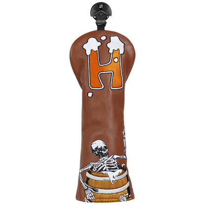 Wine Barrel Skull Wood Head Cover