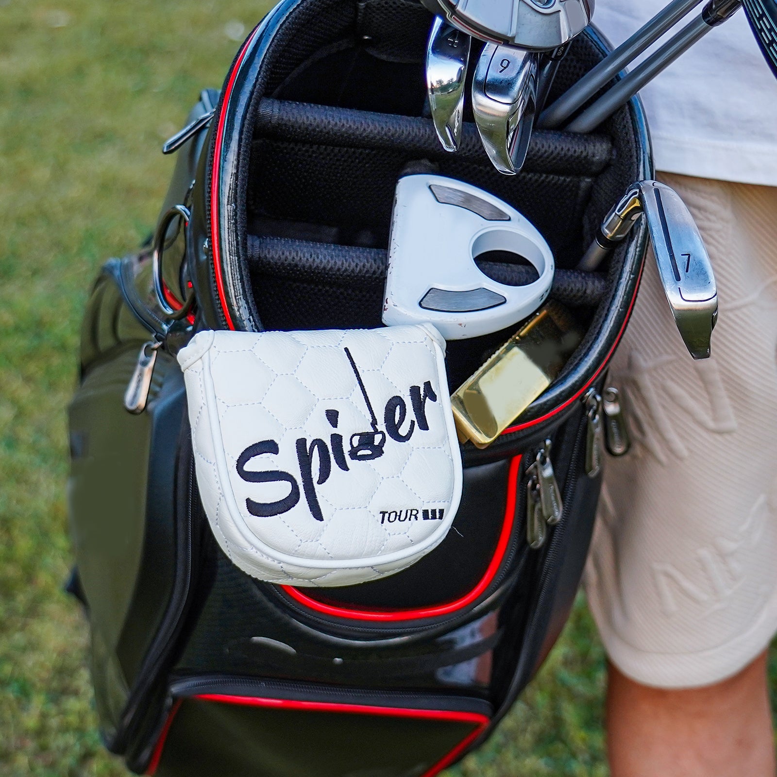 White PU Spider Square Putter Head Cover