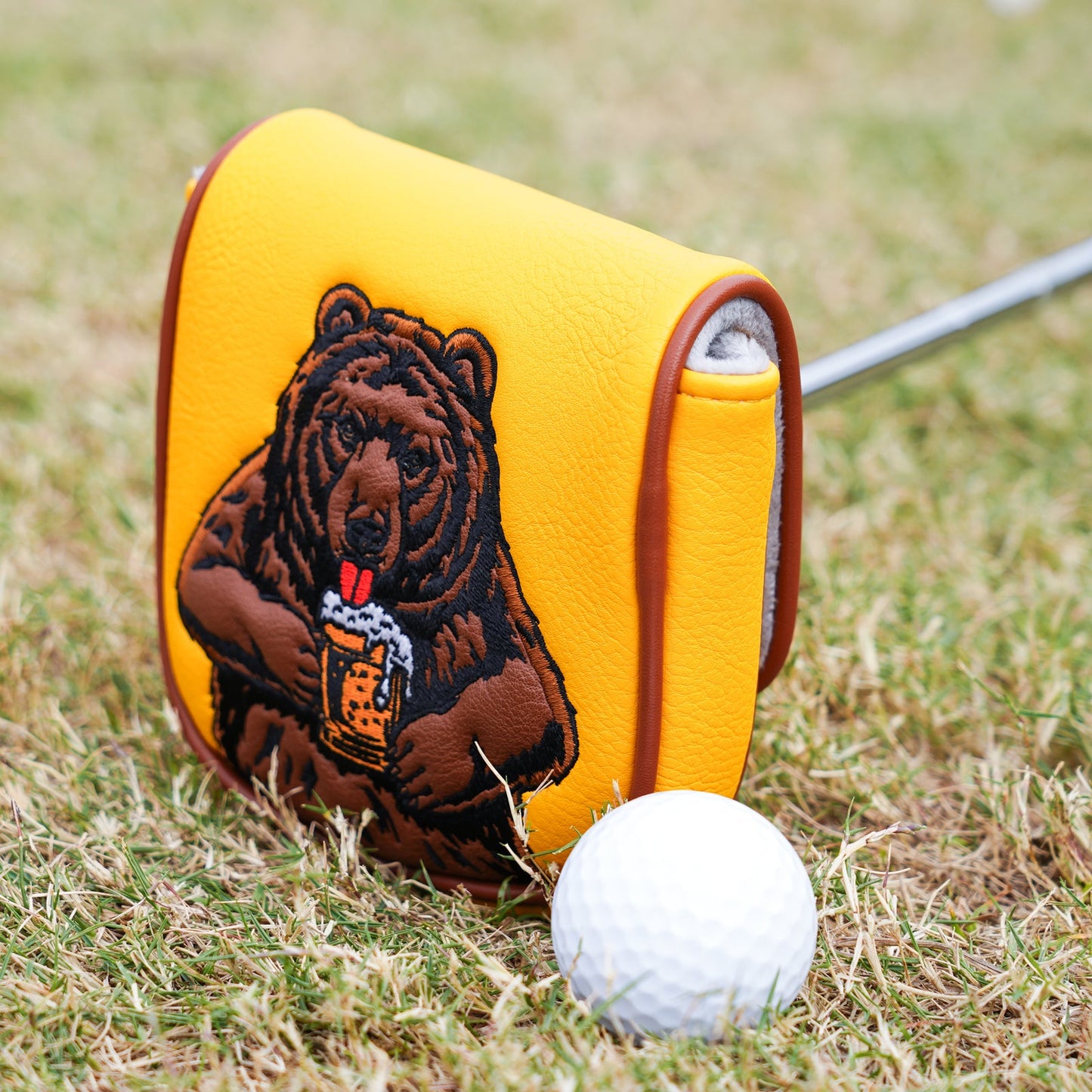 Dark Yellow Brown Bear Golf Headcover Set