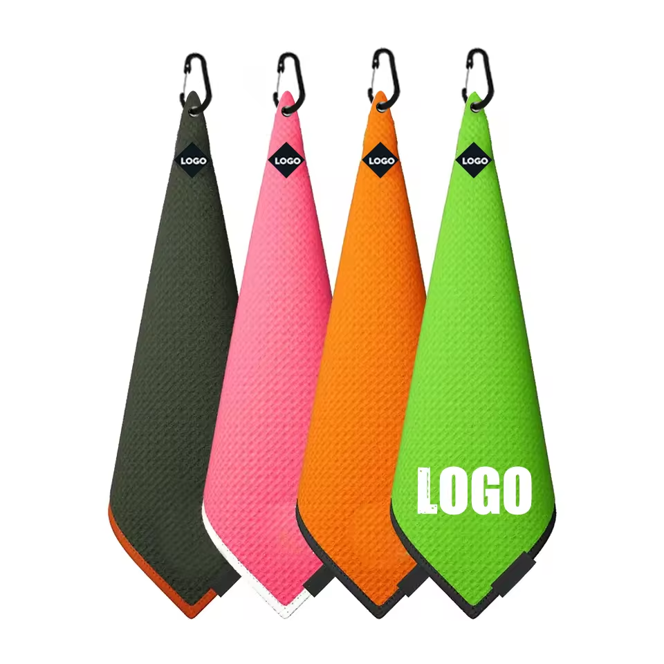 High Quality Magnetic Golf Towel Different Shape Microfiber Waffle Golf Towels Magnet Golf Towel