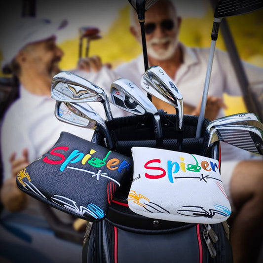 White PU Colorful Spider Square Putter Head Cover