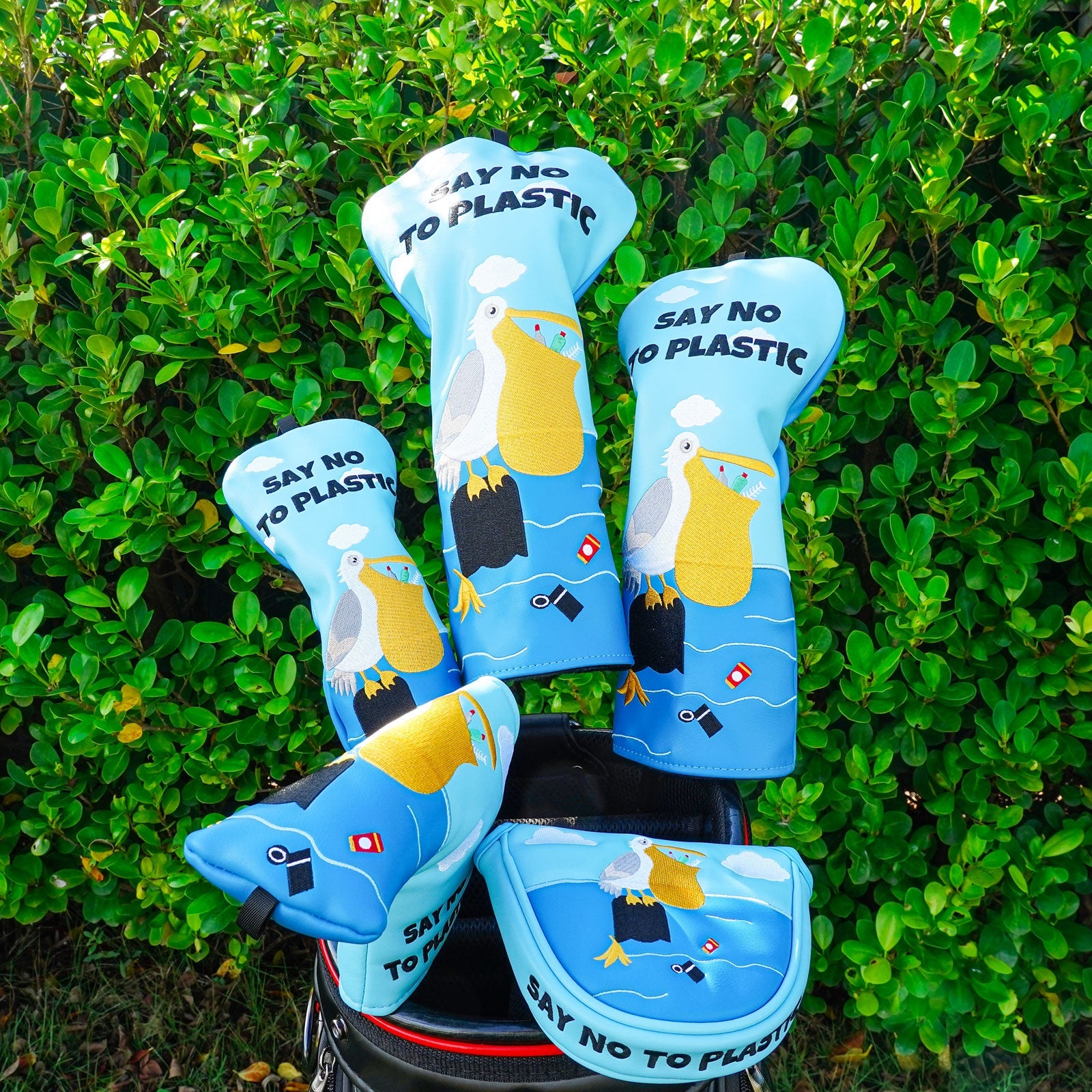 SAY NO TO PLASTIC Wood Putter Head Cover Set