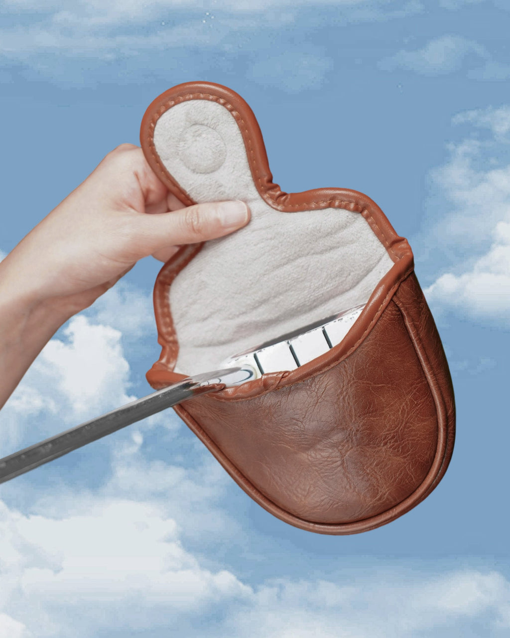 Brown PU Retro Putter Golf Headcover