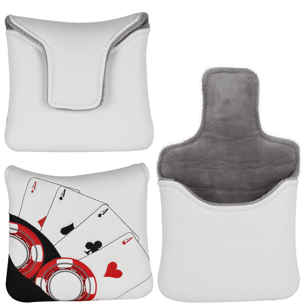 Chips and Four Aces Poker Mallet Putter Head Cover-CraftsmanGolf