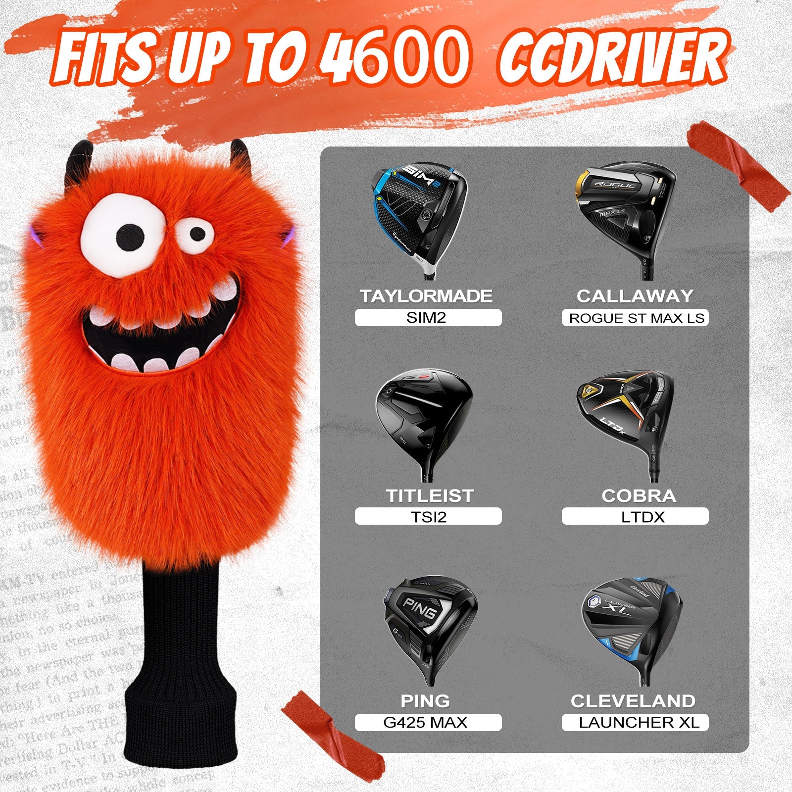 Orange Monster Golf Headcover Set