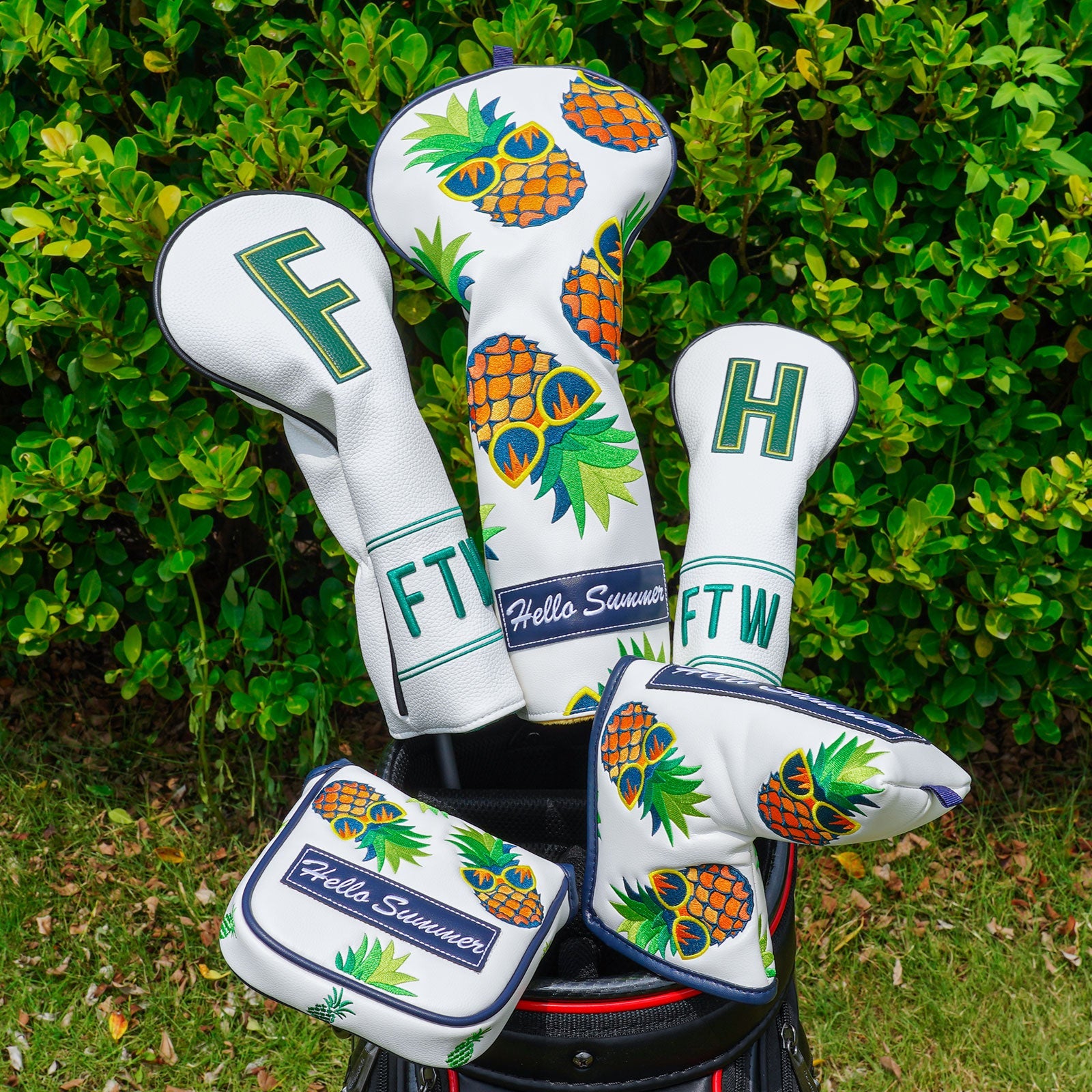 White Eyeglass&Pineapple Square Putter Head Cover