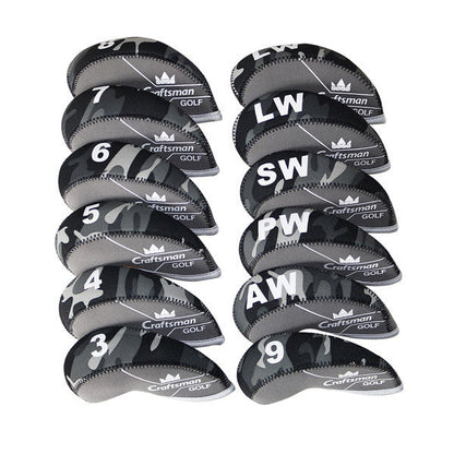 Black&Grey Camouflage Neoprene Iron Head Cover Set - CraftsmanGolf