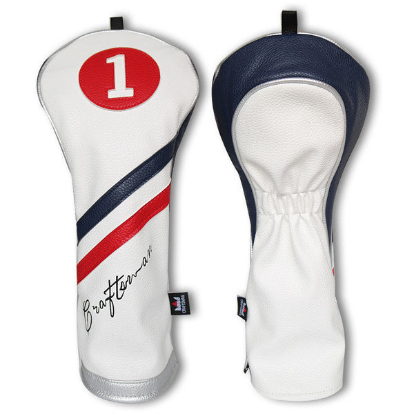 White Blue Red Wood Head Cover - CraftsmanGolf