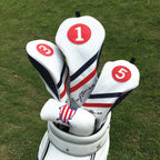 White Blue Red Wood Head Cover - CraftsmanGolf