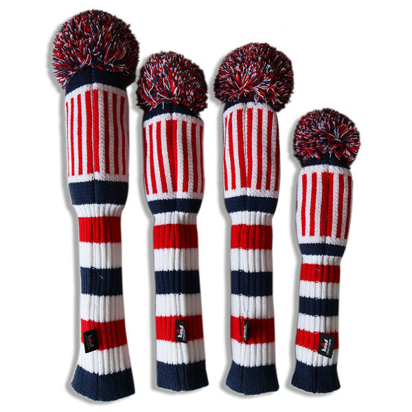 USA Flag Knitted Pom Pom Golf Head Cover - CraftsmanGolf