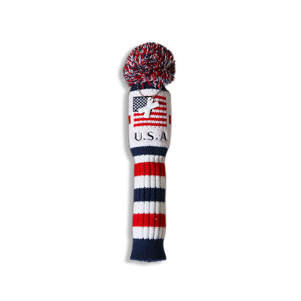 USA Flag Knitted Pom Pom Golf Head Cover - CraftsmanGolf
