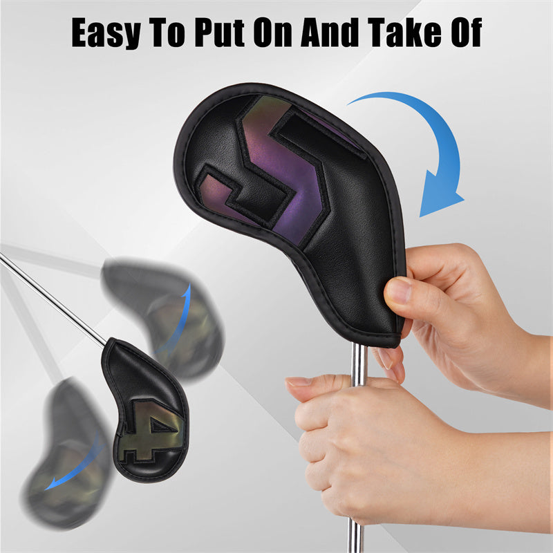 Black Gradient Colors Magnetic Golf Club Iron Headcovers Set 10pcs-CraftsmanGolf