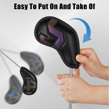 Black Gradient Colors Magnetic Golf Club Iron Headcovers Set 10pcs-CraftsmanGolf