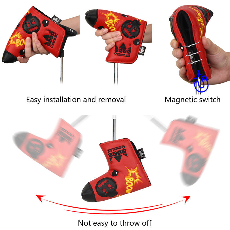 Angry Bombs Leather Golf Putter Blade Head Cover-CraftsmanGolf