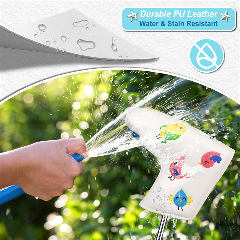 Birdie White Leather Golf Club Blade Putter Head Cover